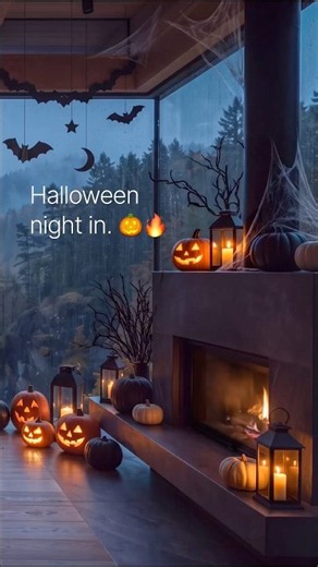 Halloween Ambience 🎃 | Rainy Night & Fireplace