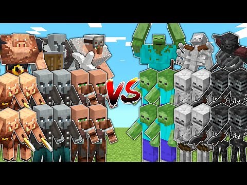 VILLAGERS & PILLAGERS & PIGLINS vs UNDEAD ARMY - Minecraft Mob Battle