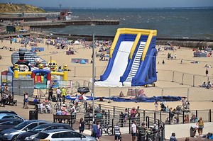 Child dies after jumping castle on beach explodes, catapults her six metres into the air | The Citizen