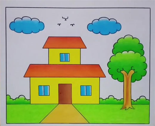 How to Draw a Beautiful House Drawing / House Drawing Easy Step By Step #drawing #pencildrawing #art #easydrawing