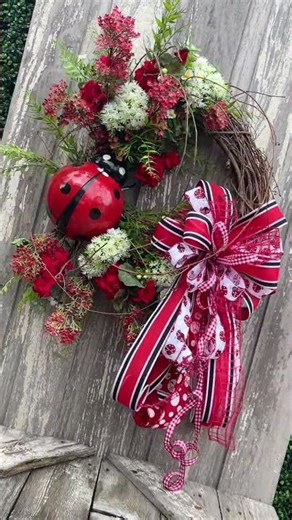 Ladybug Wreath with Rag Bow Tutorial Supply List | DIY Spring Door Wreath | Floral Design