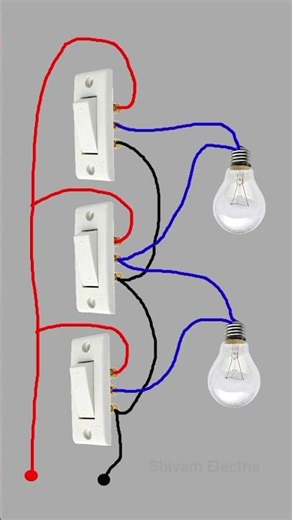3 Switch 2 Bulb Connection | Easy Wiring Diagram #shorts #electrical #electrician