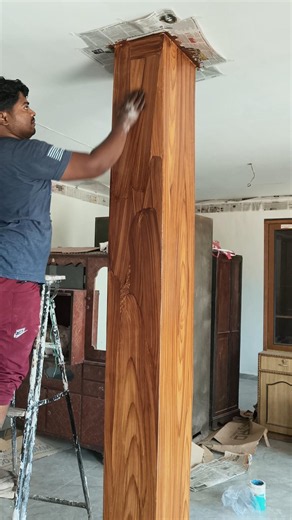 Wooden Figure Texture For concrete Pillar How To Create #texture #woodart #wooden #shorts