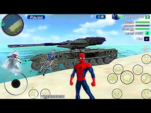 Rope Frog Ninja Superhero and Military Tank in Open World Game - Android Gameplay