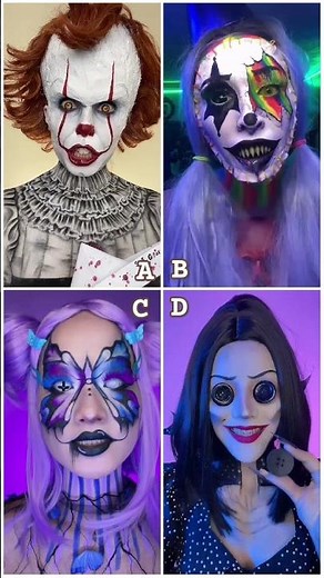 Which is the best💖Horror makeup transition tiktok🎭🖌️#asmr #tiktok #fypシ #popular #halloween #makeup
