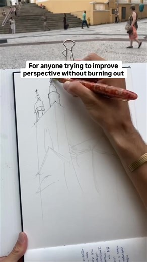 How to drop the pencil and freely flow in pen only 👇 Sketch this full lesson now at seethelines (link in bio). Do you want to finally free flow in pen? Save your energy and only use pencil for preliminary construction lines. This scene from Florianopolis, Brazil is a strong 2-point perspective guiding you on this step-by-step process. #urbansketchers #sketchdaily #architecturestudent #fyp #drawingtips