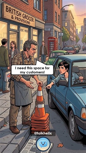 🚗 Street Dialogue — Shopkeeper vs Woman Parking