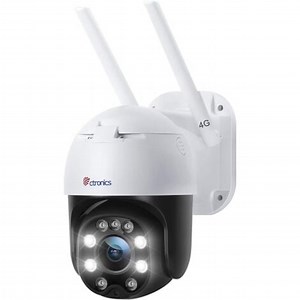 Ctronics 3G/4G LTE Caméra Surveillance Extérieure IP Caméra Carte SIM Vision Nocturne Couleur 20M 355° 90° PTZ Suivi Automatique Détection Humaine Audio Bidirectionnel Slot Carte SD (Blanc)