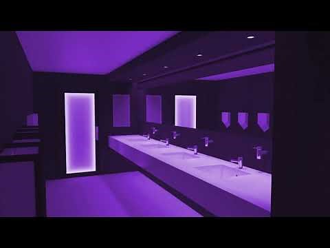 you're in a bathroom at a summer night party