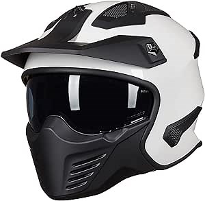 ILM Open Face Motorcycle 3/4 Half Helmet for Dirt Bike Moped ATV UTV Motocross Cruiser Scooter DOT Model 726X (White,M)