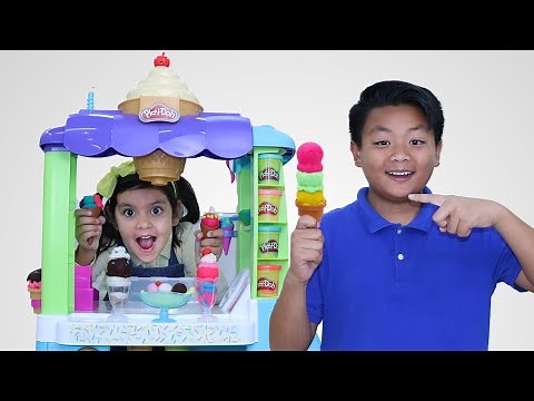 Alex and Ellie Pretend Play with Play Doh Ultimate Ice Cream Truck Playset
