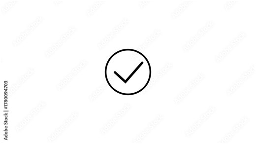 Animated of Check mark symbol. Success, accepted. Tick mark icon animation. Check mark icon, right mark icon, approved sign, Check mark symbol. black color simple approved 4k video animation.