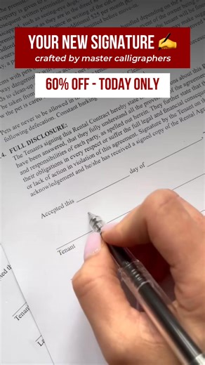 ✍️ Create an amazing signature with professional calligraphers ✅ Our professional calligrapher creates a few signature designs tailored just for you. ✅ Pick your favorite or ask for changes — no limit, until it feels 100% you. ✅ You’ll get a custom video tutorial and a printable stencil so you can master your new signature step by step. ✅We also give you a sleek digital version to use anywhere. 🎁 Get 60% OFF just for today! | G-Sign - Custom Signature Design