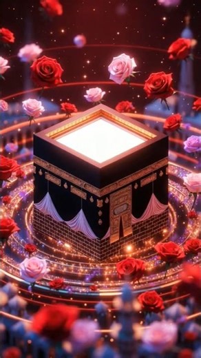 "Makkah Ki Barkat – Rotating Red Kaaba 💫"