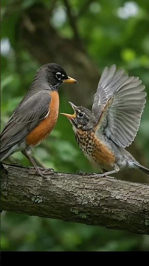 Baby Robin Learns to Fly ❤️🐦. wild wings usa. #wildlife