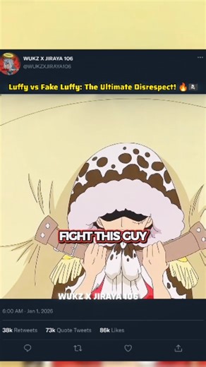 WUKZ X JIRAIYA 106 on Instagram: "Luffy vs Fake Luffy: The Ultimate Disrespect! 🔥🏴‍☠️ #anime #onepiece #madaraedit #shorts When Fake Luffy tried to bully the real Monkey D. Luffy, he had no idea he was facing a future Yonko! 😱 Watch as Luffy remains perfectly calm before showing the world the true gap in power. A legendary comeback moment after the 2-year timeskip that every One Piece fan loves! Subscribe for more epic Anime edits and iconic moments! 🎥✨ #OnePiece Luffy AnimeMoments MonkeyDLu