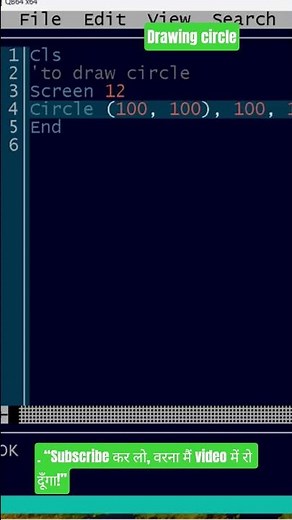 “In QBasic,the CIRCLE command is used to easily draw round shapes.#QBasic #Circle #Graphics #Coding”