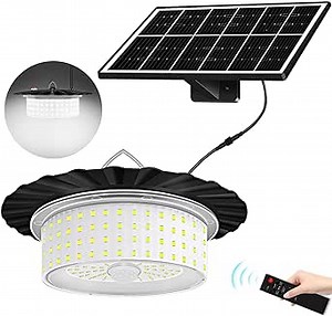 Solar Shed Light, Portable Solar Pendant Lights Outdoor, 244 LED 360° Glow Waterproof Shed Light with Remote Control for Shed, Barn, Gazebo, Yard, Patio, Garage