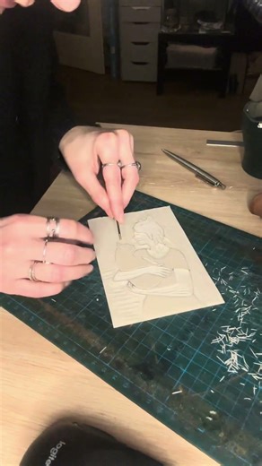 Linogravure, par ici on aime les animaux à 4 pattes #art #linocut #animals #cat