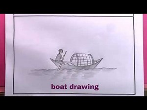 Easy Detailed Boat Drawing with Person | Pencil Sketch Beginners