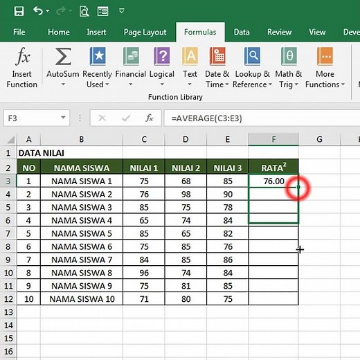 CARA MENGHITUNG NILAI RATA RATA DI EXCEL #Shorts #excel #rumusexcel