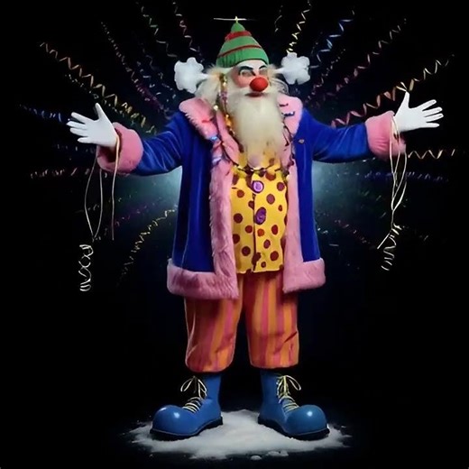 Hologram video 3D CRAZY SANTA CLAUS Black background Holographic video hologram projector content