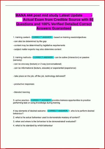 Mana 444 Post Mid Study Latest Update Actual Exam From Credi video
