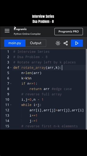 Dsa Problem - 8 | Rotate Array by K Positions | #dsa #shorts