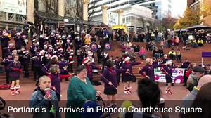 Portland’s 🎄 is arriving at Pioneer Courthouse Square! If you’re downtown come on over — there’s free hot chocolate, music and a visit from 🎅 himself. | The Oregonian