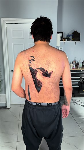 SKYRIM-INSPIRED FULL BACK - SESSION ONE COMPLETE . Having so much fun tattooing this detailed dragon to life — the textures, the scales, the depth. I'll be revealing the next stages in the upcoming sessions over the next few weeks as we continue. Huge thank you to Darrian for the trust and sitting like a champ. . For Bookings: Fill Application form in bio For general queires: 📧info@dripinkz.com Done by: @rahultattoo at @domaintattooinc . Done using: @bngtattoosupply @kwadron @bishoprotary #Blac