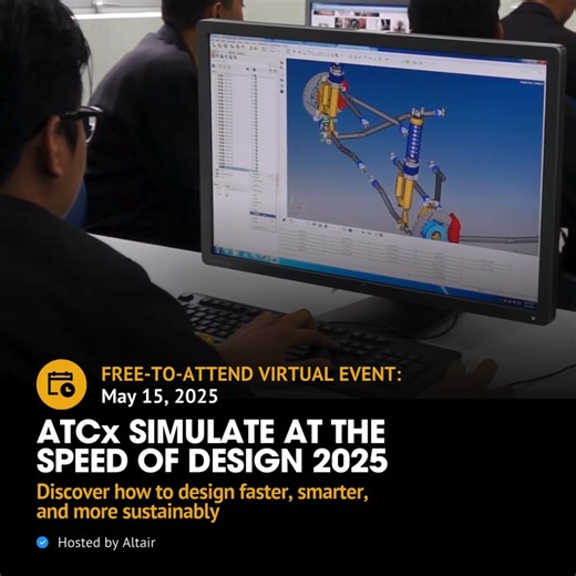 Integrating CAE and FEA simulation technologies early in the development cycle, engineering teams can accelerate innovation, create high-performance products, and boost profitability. Yet, selecting the right simulation solution — and deploying it efficiently, especially with limited resources — can be a major challenge. Altair's free virtual event, Simulate at the Speed of Design on May 15 2025 is designed to give expert insights and practical demonstrations for any SMB/SME organizations explor