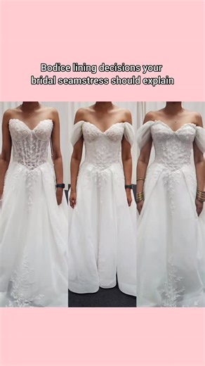 Wedding Dresses & Alterations on Instagram: "Thinking of adding lining to your wedding dress bodice? Read this first! 🤍 Bodice lining is a big change. You’ll see it straight away in photos, and you’ll definitely feel the difference when it’s on. It can completely transform the look of the lace, so before we add it, these are the key details I always discuss with my brides: ✨️ Colour match: I pull fabric from our stash and insert it into the bodice to make sure the bride is happy with the colour