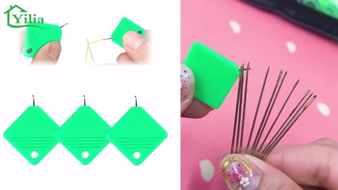 Simple Needle Threader, Upgraded Automatic Needle Threader for Hand Sewing, Plastic DIY Needle Threader Hand Machine Sewing Tool for Sewing Crafting and Embroidery Cross Stitch Craft (Green-3PCS)