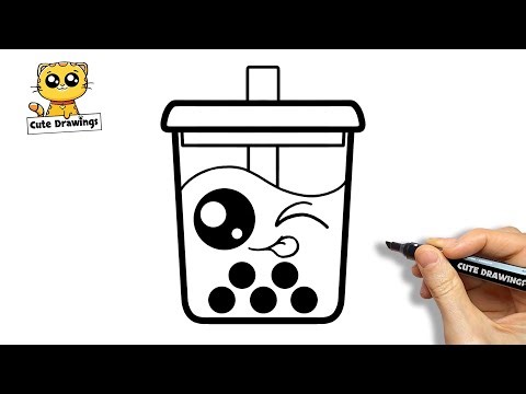 How to draw a cute drink milk coffee