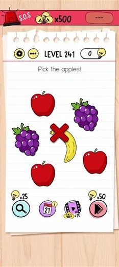 Brain test level 241: Pick the apples! 🍎🍏🍉 #shorts