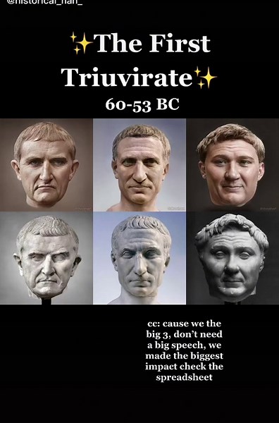 The first triumvirate #roman #rome #romanrepublic #romanempire #juliuscaesar #pompeythegreat #history #bigthree