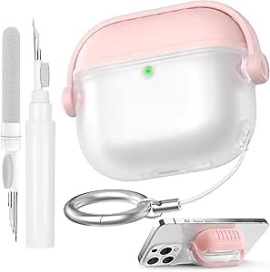 AhaStyle AirPods 4 Case Cover with Secure Lock Clip, Cute Music Headset Design for AirPods 4th Generation with Cleaning Kit Soft Silicone Protective Cover Skin for Apple AirPods 4 2024 Charging Case