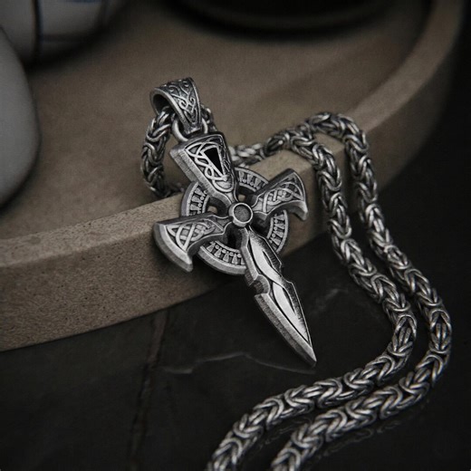 Sterling Silver Celtic Cross Necklace, Handmade 925 Viking Cross Pendant, Oxidized Medieval Cross Jewelry, Gothic Unisex Necklace - Etsy