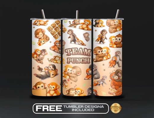 Punch Baby Monkey Tumbler Wrap, Viral Baby Monkey Inspired, Punch Monkey Sublimation, Emotional Plush Toy, Cute Monkey, Digital Download - Etsy
