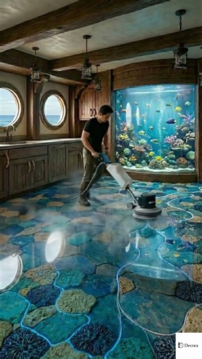 Pirate Kitchen with Sea Stone Epoxy Flooring