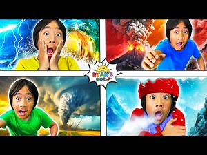 Ryan Learns About Weather! Pretend Play Tornados & More! - Videos For Kids