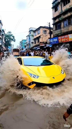 😬 Lamborghini in Flood 😈 #flood #lamborghini #attitude #status #aura #viralvideo #dhaka