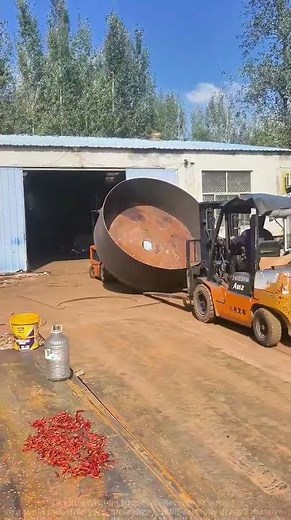 Forklift Moves Giant Iron Pot – Industrial Power in Action!