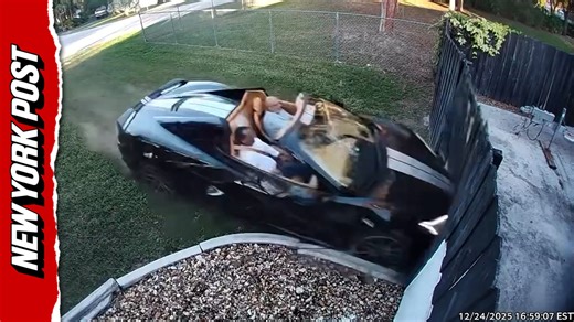 Watch the moment Corvette slams into Florida home on Christmas Eve