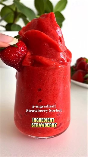 Insanely Refreshing Strawberry Sorbet 🍓🤯 #recipe #healthyfood