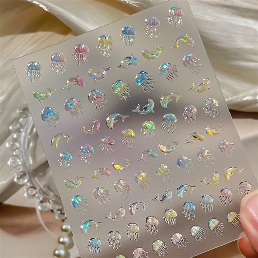 Jellyfish Dolphin Nail Decal Sticker/ Nail Art/ 3D Adhesive/ DIY Use - Etsy