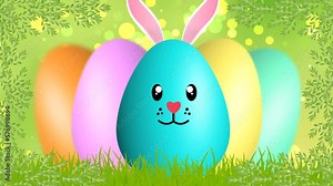 beautiful Easter animation with waving leafs, grass and blur background Stock Video