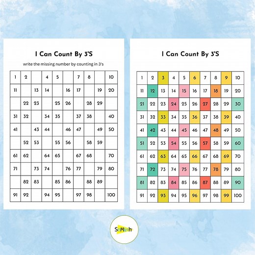 Skip Counting Worksheets: Math Charts for Kids, First Grade Math Instant Download - Etsy