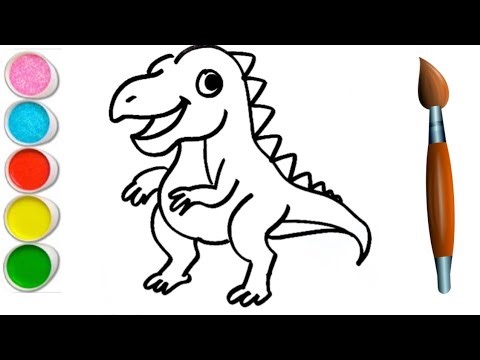 Dinosaur drawing for beginners | Coloring & painting | Toddlers | Kids Drawing | Kids video #art