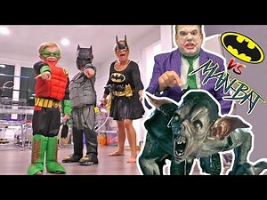 Batman vs ManBat Superhero Kids Skit - DC Kids Secret Box Challenge